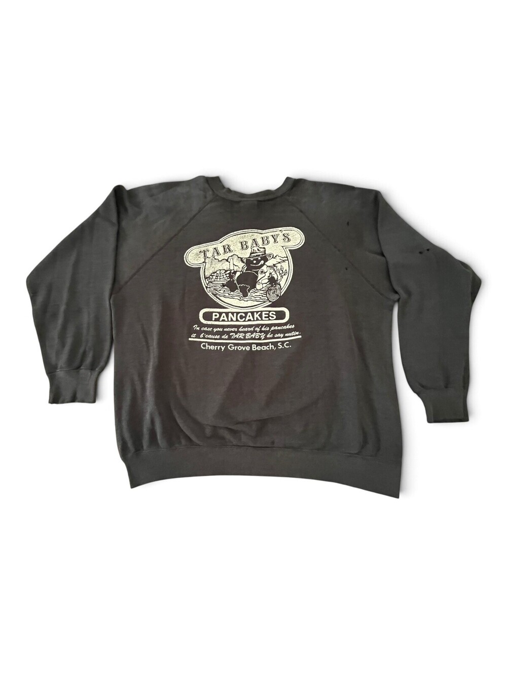 Rare Vtg Tar Baby's Pancakes Sweatshirt Cherry Grove Beach SC Distressed